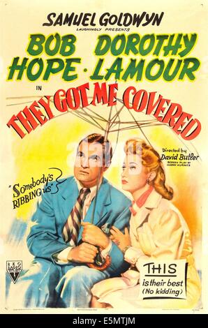 Sie GOT ME COVERED, US-Plakat, Bob Hope, Dorothy Lamour, 1943 Stockfoto