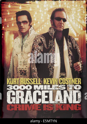 3000 MILES TO GRACELAND, US-Plakat-Kunst, von links: Kurt Russell, Kevin Costner, 2001. © Warner Brothers/Courtesy Everett Stockfoto