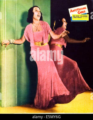 ANYTHING GOES, Ethel Merman auf Jumbo Lobbycard, 1936. Stockfoto