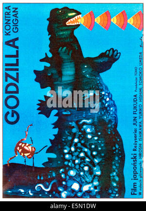 GODZILLA VS. GIGAN (aka GODZILLA KONTRA GIGAN), Godzilla auf polnischen Plakat Ar, 1972. Stockfoto