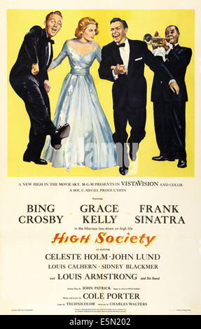 HIGH SOCIETY, von links: Grace Kelly, Bing Crosby, Frank Sinatra, Louis Armstrong, 1956. Stockfoto