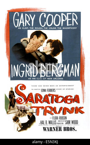 SARATOGA TRUNK, oben l-r: Gary Cooper, Ingrid Bergman auf Plakatkunst, 1945 Stockfoto
