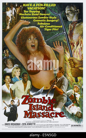 ZOMBIE-Insel-Massaker, blonde Links: Rita Jenrette, verließ afroamerikanischen Mann: David Broadnax, 1984, © Troma Stockfoto