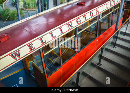 Die Wellington Cable Car ist eine Standseilbahn in Wellington, Neuseeland zwischen Lambton Quay und Kelburn Blick auf wellington Stockfoto