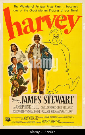 HARVEY, Victoria Horne, Jesse White, Josephine Hull, Cecil Kellaway, James Stewart, 1950, Plakatkunst Stockfoto