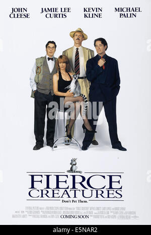 WILDE Kreaturen, US Plakatkunst, stehend von links: Michael Palin, John Cleese und Kevin Kline; sitzend: Curtis, 1997. © Stockfoto