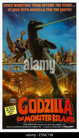 GODZILLA ON MONSTER ISLAND, (aka GODZILLA VS. GIGAN, aka CHIKYU KOGEKI Meierei: GOJIRA TAI GAIGAN), japanische Plakat, 1972 Stockfoto