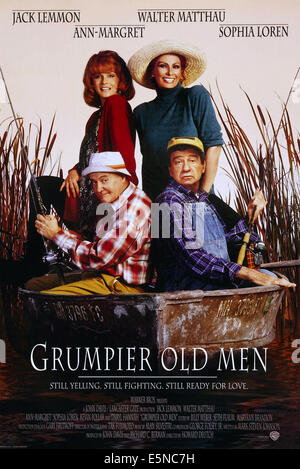 GRUMPIER OLD MEN, US-Plakat, vorne v.l.: Jack Lemmon, Walter Matthau, hinten von links: Ann-Margret, Sophia Loren, 1995, © Stockfoto