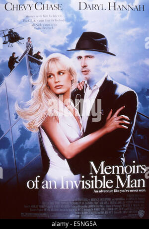 Memoiren der AN INVISIBLE MAN, US-Plakat, von links, Daryl Hannah, Chevy Chase, 1992, © Warner Brothers/Courtesy Everett Stockfoto