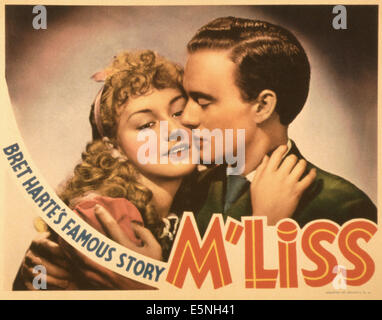 M'LISS, US Lobbycard, von links: Anne Shirley, John Beal, 1936 Stockfoto