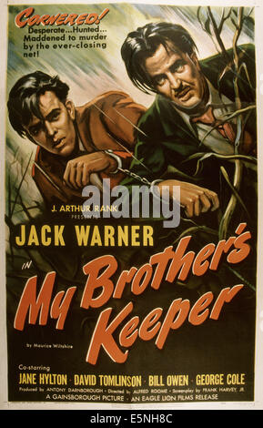 MEINES Bruders Hüter, US-Plakat, von links: George Cole, Jack l. Warner, 1948 Stockfoto