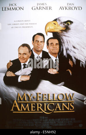 MY FELLOW AMERICANS, US-Plakat, von links: Jack Lemmon, Dan Aykroyd, James Garner, 1996, © Warner Brothers/Courtesy Everett Stockfoto