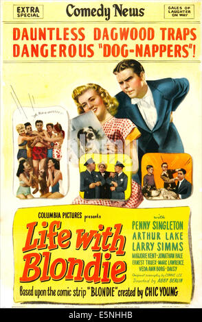 Leben mit BLONDIE, US-Poster, oben von links: Penny Singleton, Arthur See, 1945 Stockfoto