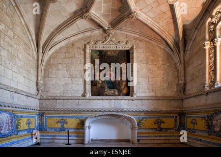 Innere des Hieronymus-Kloster (Mosteiro Dos Jeronimos) in Lissabon, Portugal. Stockfoto