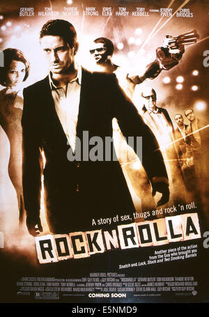 ROCKNROLLA, US-Plakat, von links: Gerard Butler, Toby Kebbell, Tom Wilkinson, Thandie Newton, Ludacris, Jeremy Piven, 2008 Stockfoto