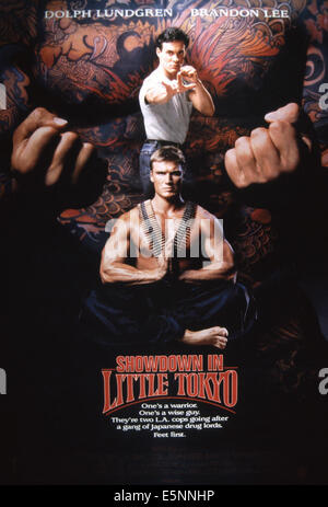 SHOWDOWN IN LITTLE TOKYO, US Plakatkunst, von oben: Brandon Lee, Dolph Lundgren, 1991. © Warner Brothers/Courtesy Everett Stockfoto