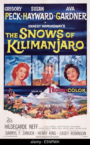 DER Schnee von KILIMANJARO, US Plakatkunst, Gregory Peck, Susan Hayward, Ava Gardner, 1952, TM und Copyright (c) 20. Jahrhundert-Fuchs Stockfoto