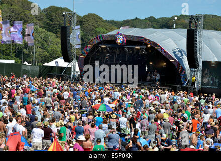 Dorset, UK. 3. August 2014. Die wichtigsten oder Burg Bühne mit Chas und Dave durchführen. Camp Bestival Musik und Kunst Familienfest im Lulworth Castle, Dorset, Großbritannien. 3. August 2014 Kredit: Dorset Media Service/Alamy Live-Nachrichten Stockfoto