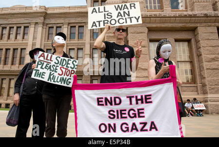 Rally bei Texas Capitol Protest gegen Israels Belagerung des Gazastreifens und die US-Unterstützung und Finanzierung von Israel. Stockfoto