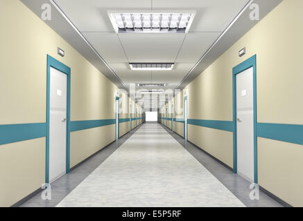 Beleuchteten Korridor in der Krankenhaus - 3d illustration Stockfoto