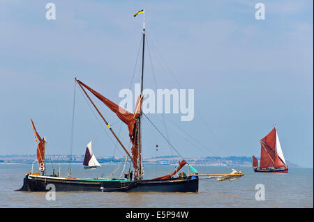 Thames Schiff Segeln Anzeige während Whitstable Oyster Festival Kent England UK Stockfoto