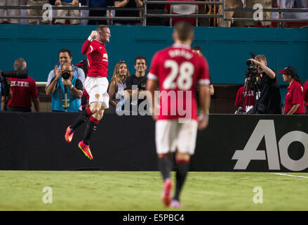 Miami, USA. 4. August 2014. Guinness-internationale Champions Cup. Manchester United gegen Liverpool. Manchester Uniteds Wayne Rooney feiert Credit scoring: Action Plus Sport/Alamy Live News Stockfoto