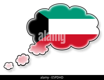 Flagge in der Cloud, isoliert auf weißem Hintergrund, Flagge von Kuwait Stockfoto