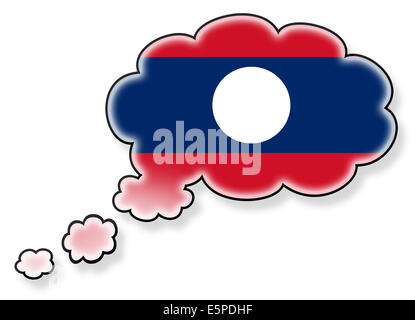 Flagge in der Cloud, isoliert auf weißem Hintergrund, Flagge von Laos Stockfoto