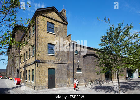 Blick auf die Getreidespeicher Komplex, Granary Square, London, UK. Stockfoto