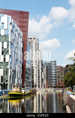 Blick auf die Neuentwicklung von Paddington Basin in Westlondon. VEREINIGTES KÖNIGREICH. Stockfoto