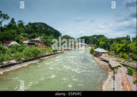 Bohorok Fluss fließt durch Bukit Lawang, Sumatra, Indonesien, Südostasien, Asien Stockfoto