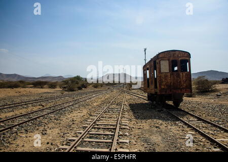 Alten Trainer der italienischen Bahn von Massawa nach Asmara, Eritrea, Afrika Stockfoto