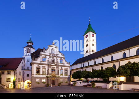 Rathaus, Marktplatz und Kirche St. Martin, Wangen, Oberschwaben, Baden-Württemberg, Deutschland, Europa Stockfoto