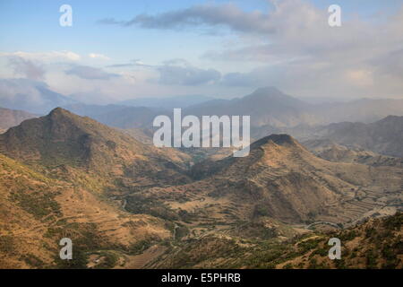 Blick über die Berge entlang der Straße von Massawa nach Asmara, Eritrea, Afrika Stockfoto