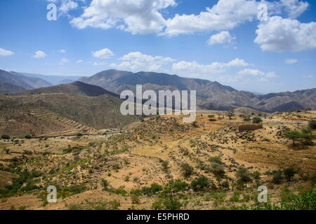 Blick über die Berge entlang der Straße von Massawa nach Asmara, Eritrea, Afrika Stockfoto