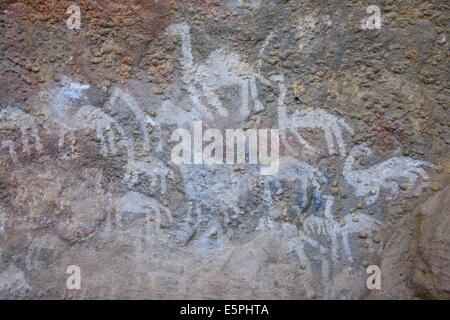 Uralte Felsmalereien in der Pre-Aksumite Siedlung von Qohaito, Eritrea, Afrika Stockfoto