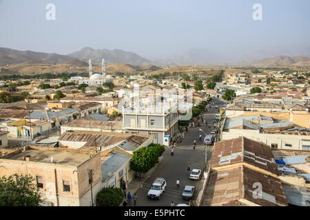 Blick über die Stadt von Keren im Hochland von Eritrea, Afrika Stockfoto