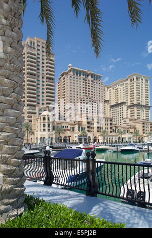 Hafen und Architektur, The Pearl, Doha, Katar, Nahost Stockfoto