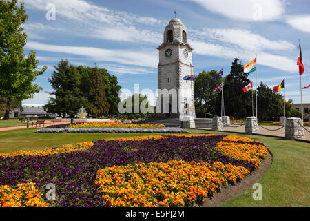 Seymour Square und Clock tower, Blenheim, Marlborough Region, Südinsel, Neuseeland, Pazifik Stockfoto