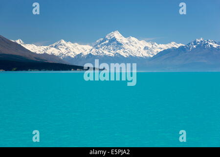 Mount Cook und Lake Pukaki, Mount Cook Nationalpark, der UNESCO, Region Canterbury, Südinsel, Neuseeland Stockfoto