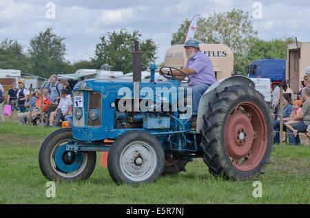 Fordson Super großen 1964 Oldtimer-Traktor auf dem Display auf die Böcke Jahrmarkt Stockfoto