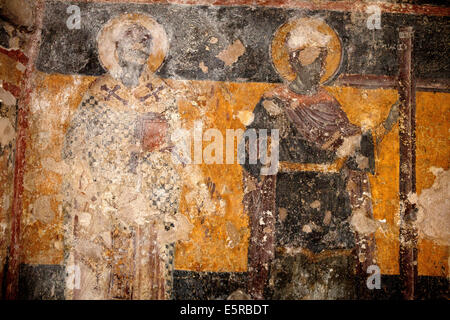 Byzantinische Fresken, byzantinische Fresken in Agios Spyridon Tempel in Plaka Bereich Athen Stockfoto