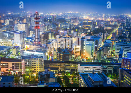 Sendai, Japan Stadtbild über Sendai Station. Stockfoto