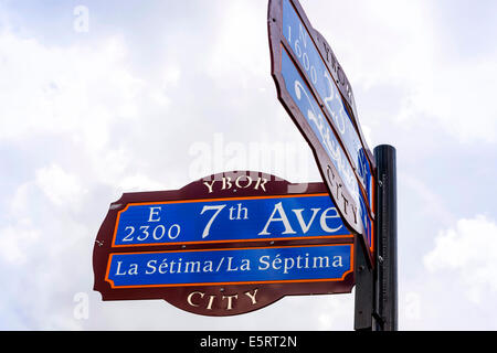 Osten 7th Ave Straßenschild in Ybor City Tampa Florida Stockfoto