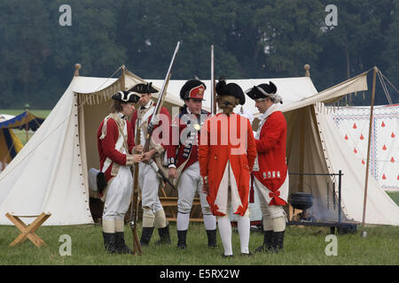 Rotröcke Feldlager der amerikanischen Unabhängigkeitskrieg 1775-1783 Stockfoto