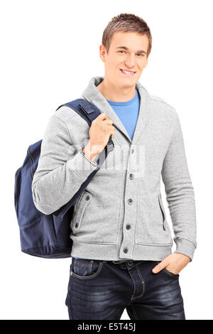 Männliche Schüler Rucksack Stockfoto