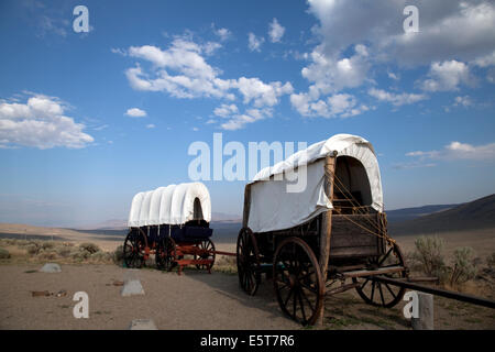 Planwagen im Oregon Trail Museum, Baker City, Oregon. Stockfoto