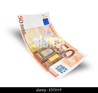 50 Euro-Banknote auf weißem Hintergrund Stockfoto