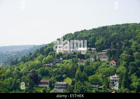 Kappele (Wallfahrtskirche) gesehen von Festung Marienberg, Würzburg, Bayern, Deutschland, Europa Stockfoto