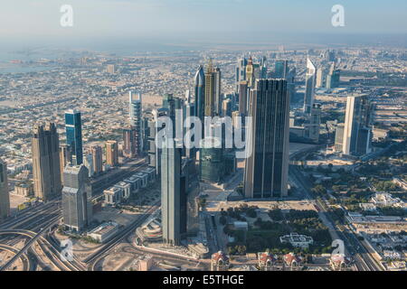 Blick über Dubai vom Burj Khalifa, Dubai, Vereinigte Arabische Emirate, Naher Osten Stockfoto